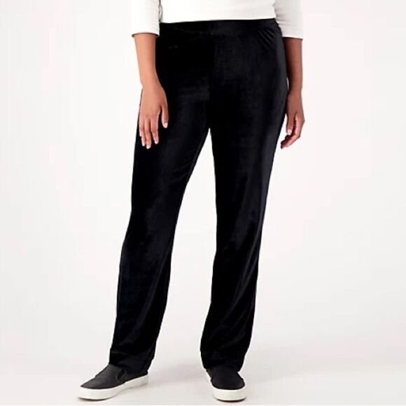 Isaac Mizrahi Live! Soho Tall Ribbed Velour Straight Leg Pant - Picture 1 of 3